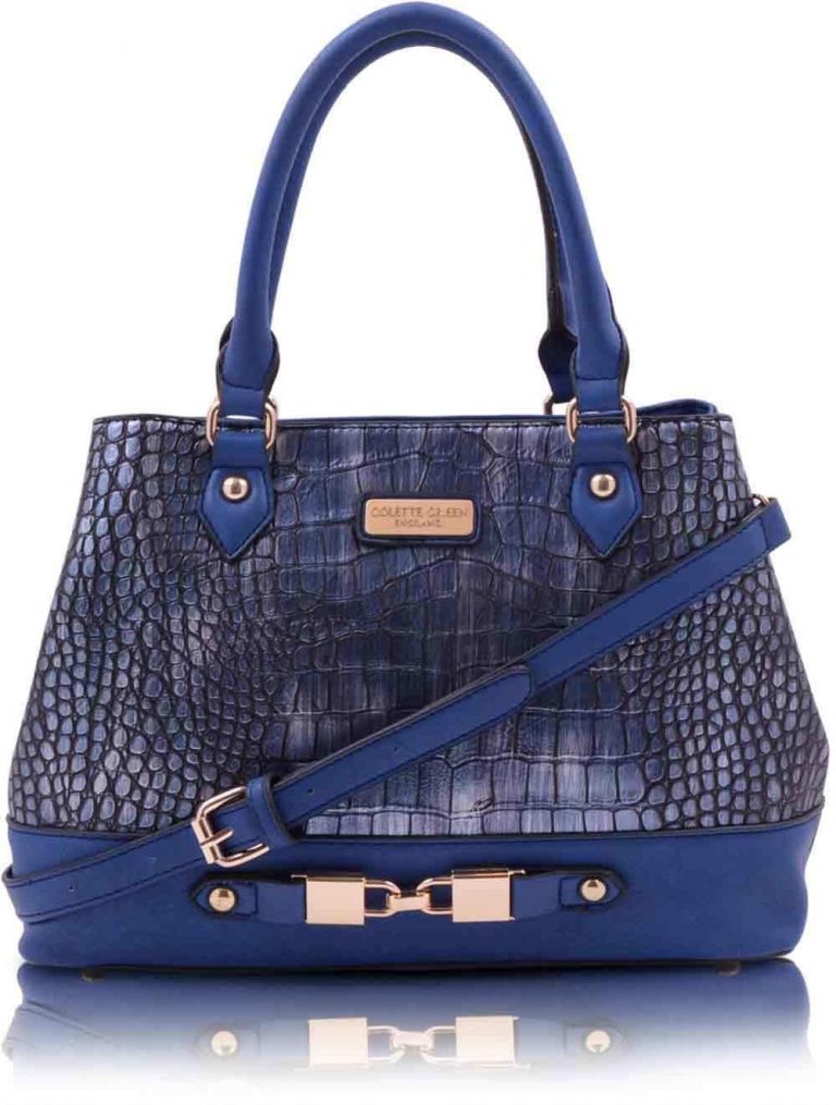 Colette Green England - Medium Cobalt Blue Croc Print Emboss Shoulder ...