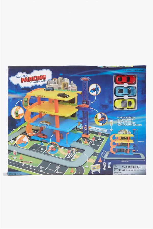Modern Parking Service Playset with Diecast Cars