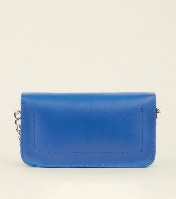 New Look Bright Blue Flap Front Chain Detail Cross Body