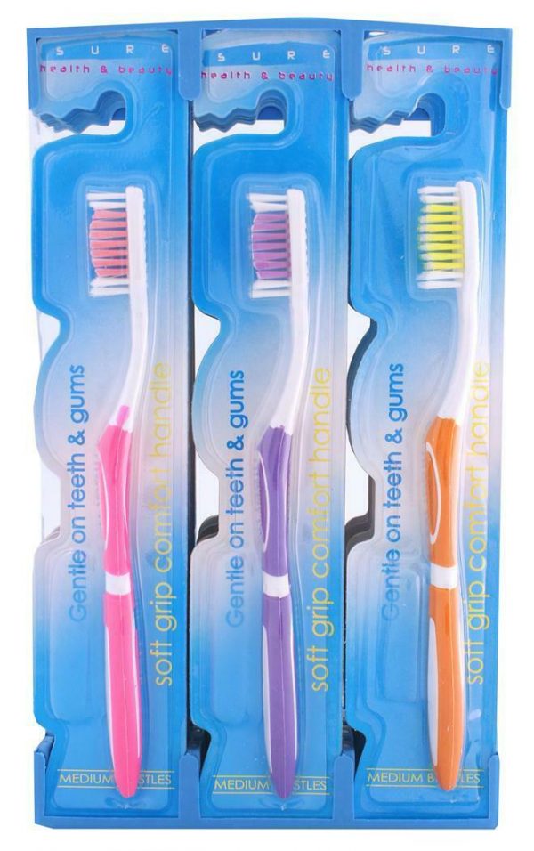 12 Pack - Sure Medium Bristles Toothbrushes