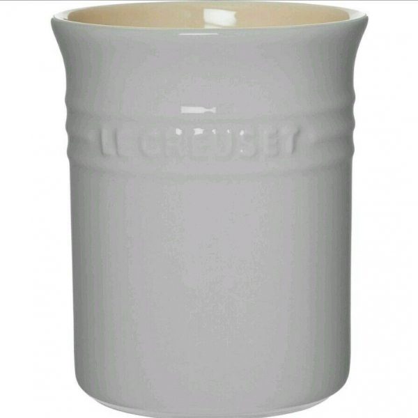 LE CREUSET Light Grey Stoneware Utensils Jar