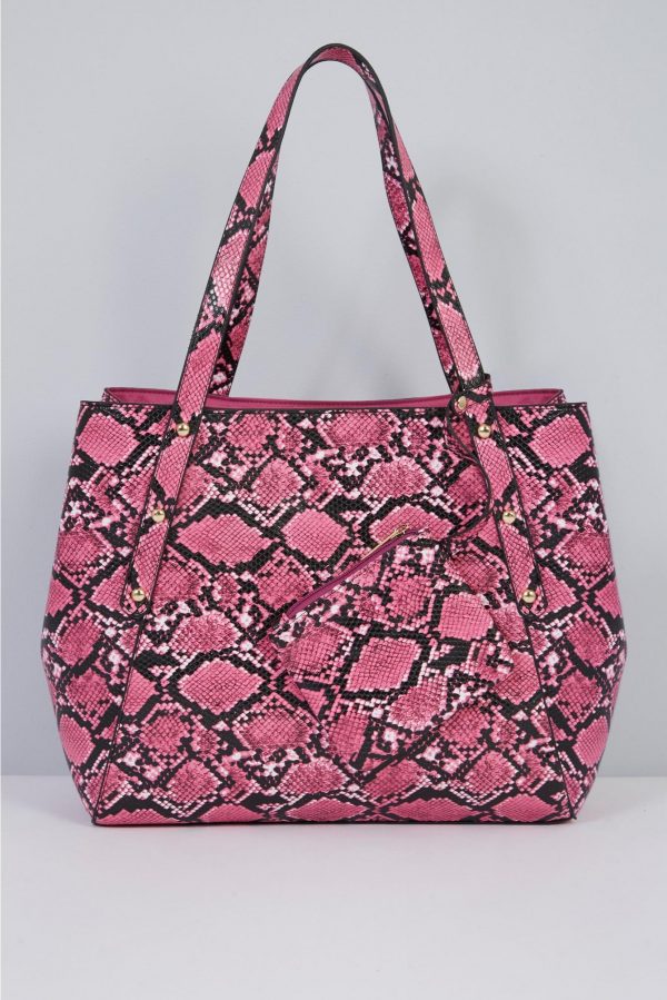 Pink Snake Shopper Tote Handbag with Matching Purse