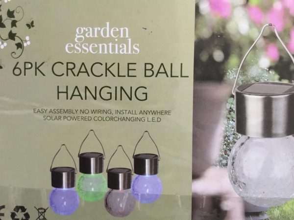 Garden Essentials 6 Pack Crackle Ball Hanging Solar Lights