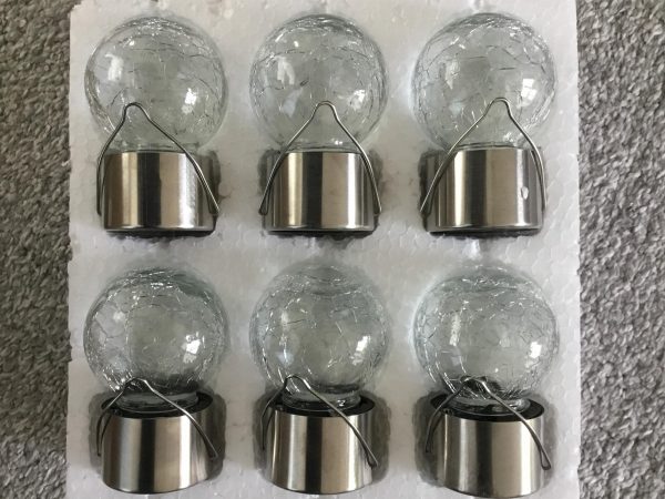 Garden Essentials 6 Pack Crackle Ball Hanging Solar Lights