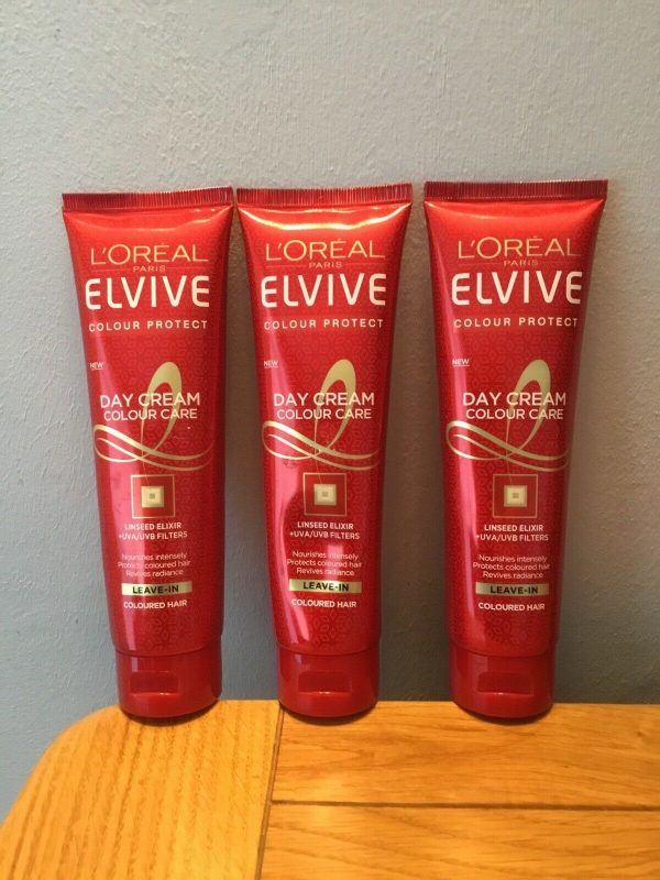 3 x L'Oréal Elvive Colour Protect Day Cream Leave In Conditioner 150ml