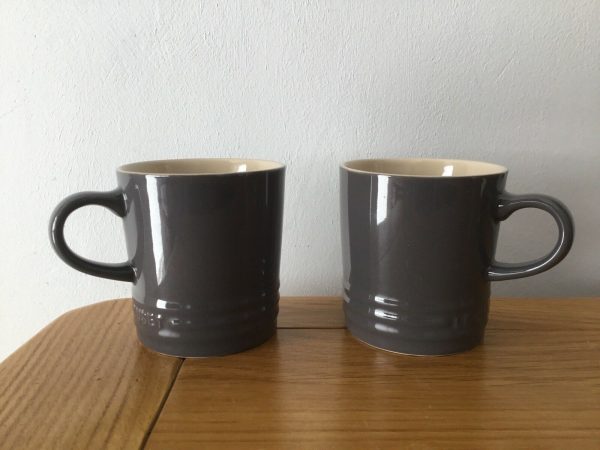 2 x Le Creuset Raw Grey Stoneware Cappuccino Mugs 200 ml