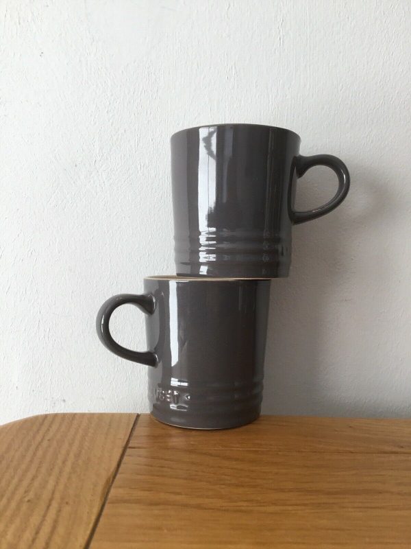 2 x Le Creuset Raw Grey Stoneware Cappuccino Mugs 200 ml Deal Locators