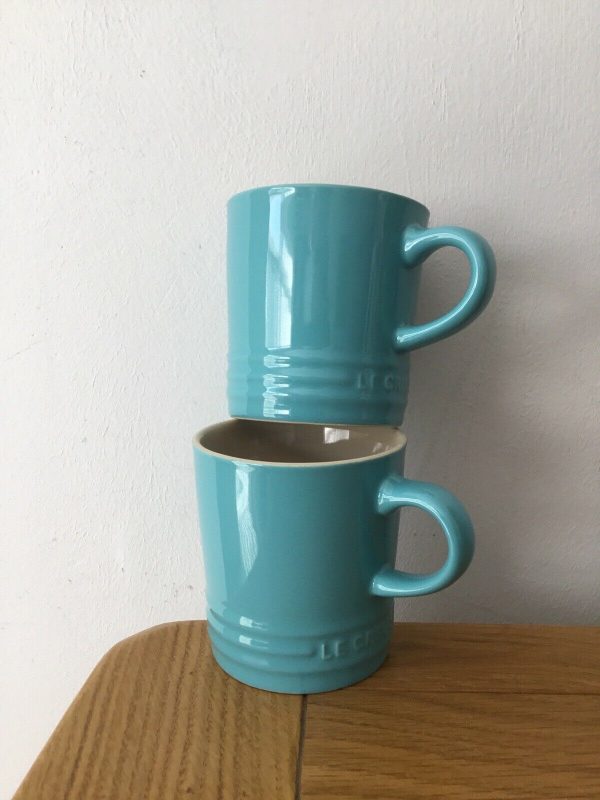 2 x Le Creuset Turquoise Stoneware Cappuccino Mug 200 ml