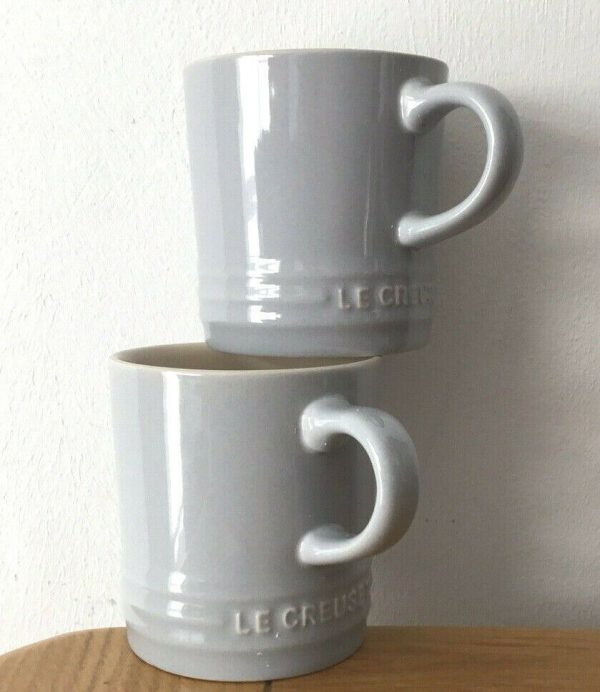 2 x Le Creuset Mist Grey Stoneware Cappuccino Mug 200ml