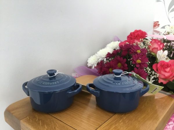 2 x Le Creuset Blue Mini Casserole Dishes