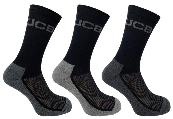 2 x JCB - Men's Black Everyday Work Boot Socks - 3 Pairs - U.K. Size 6-11 (133)