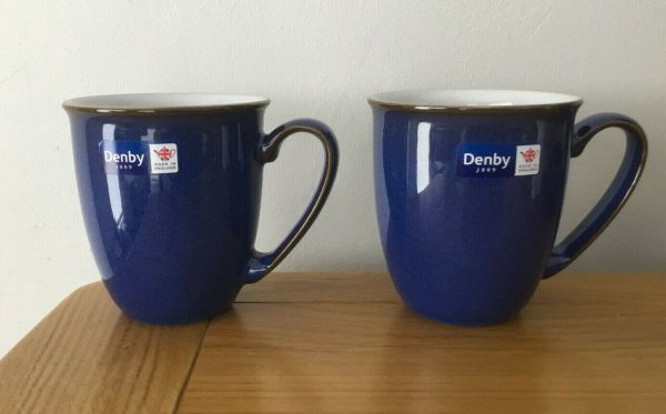 2 x DENBY Imperial Blue Stoneware Pottery Coffee/Tea Mug